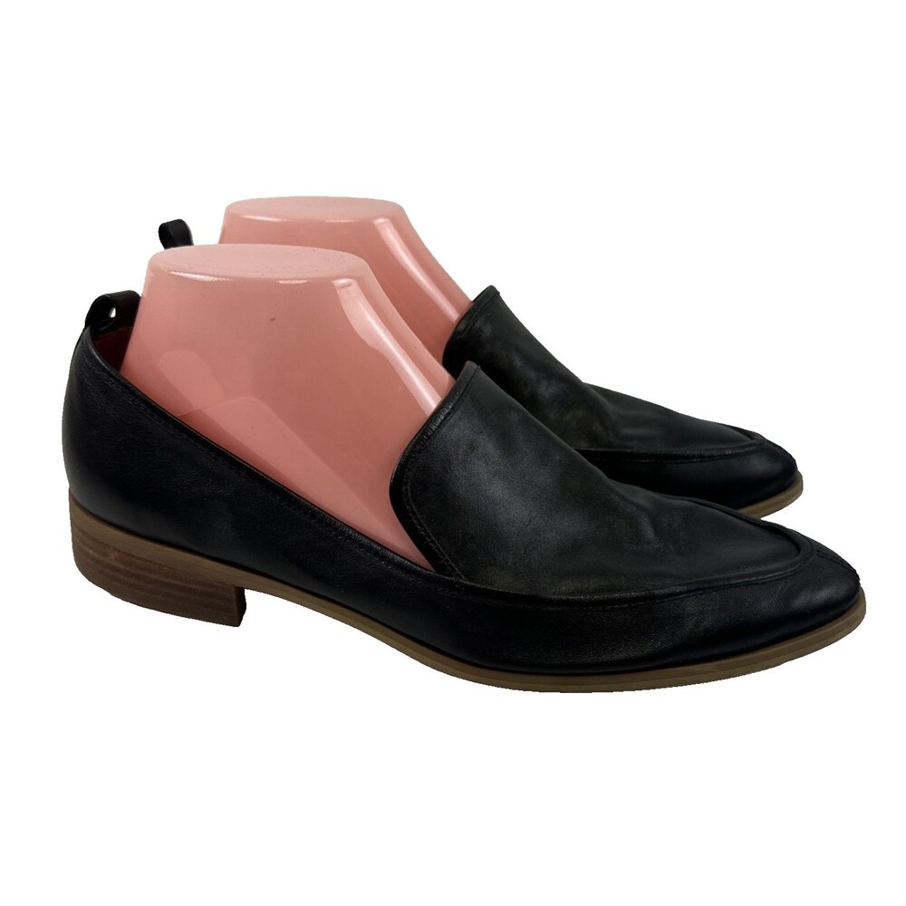 Susina Kellen Loafer Almond Toe Black Soft Leather Slip On Business Womens 9.5